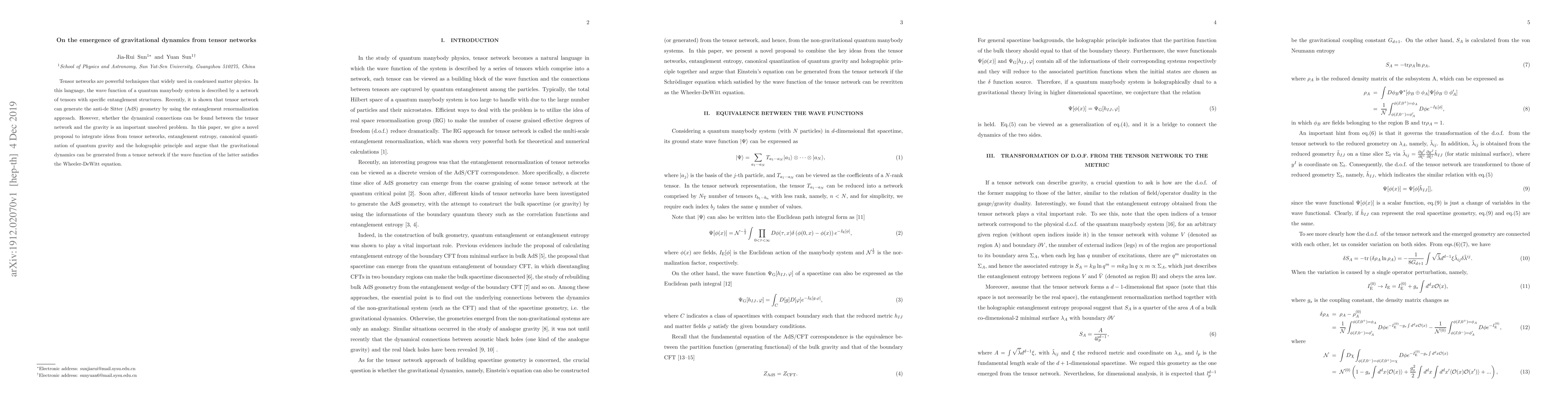 Thumbnail for On the emergence of gravitational dynamics from tensor networks