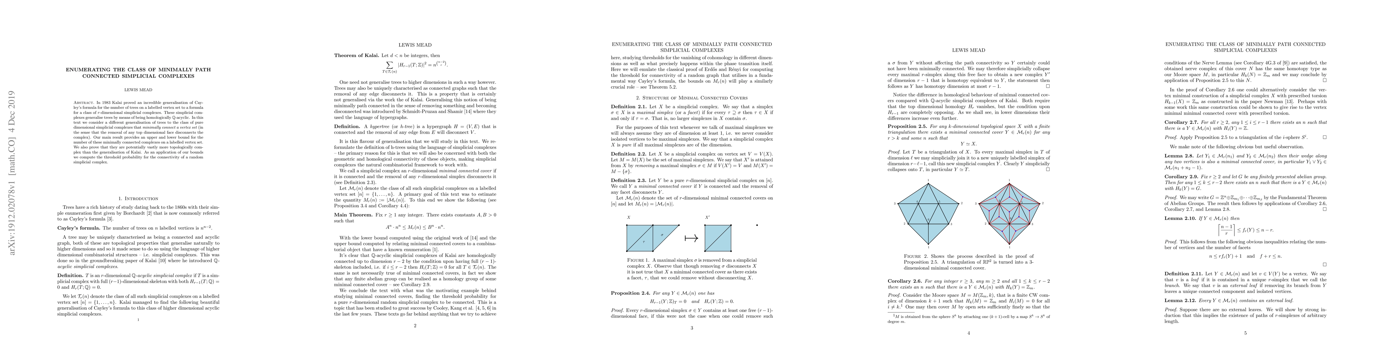 Thumbnail for Enumerating the class of minimally path connected simplicial complexes
