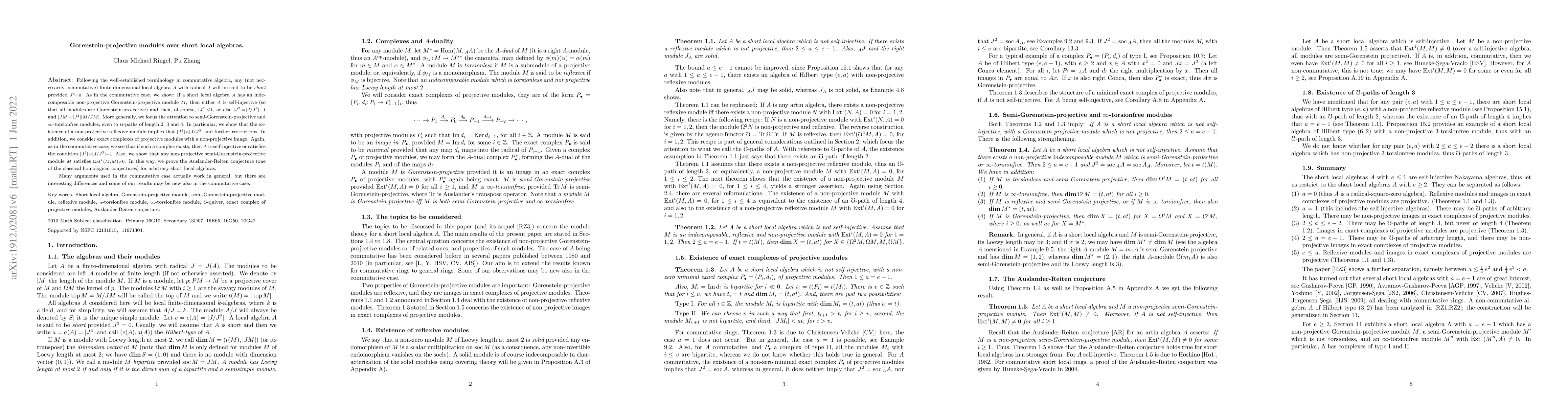 Thumbnail for Gorenstein-projective modules over short local algebras