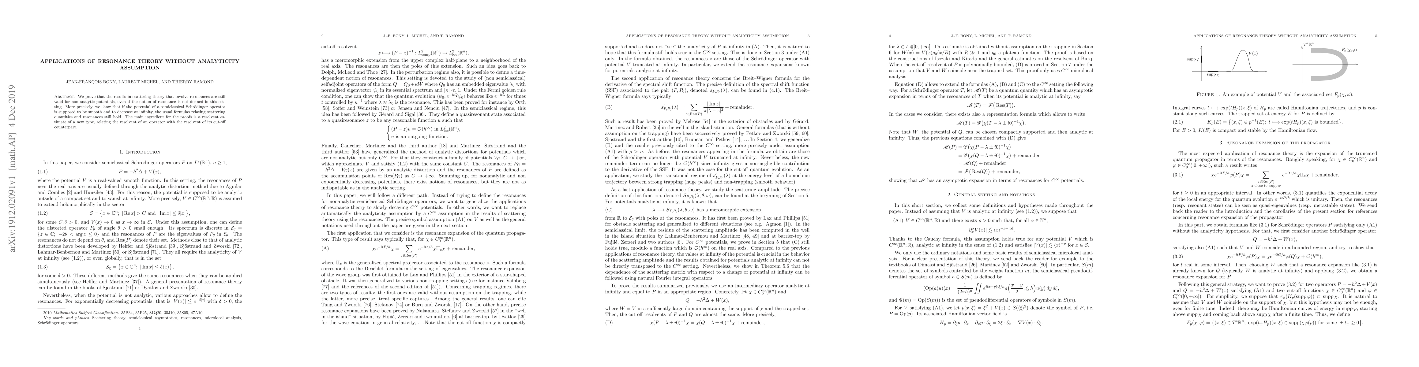 Thumbnail for Applications of resonance theory without analyticity assumption