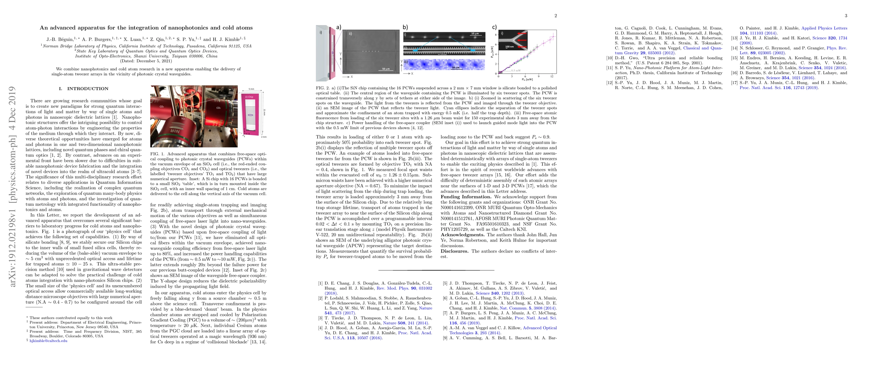 Thumbnail for An advanced apparatus for the integration of nanophotonics and cold
  atoms