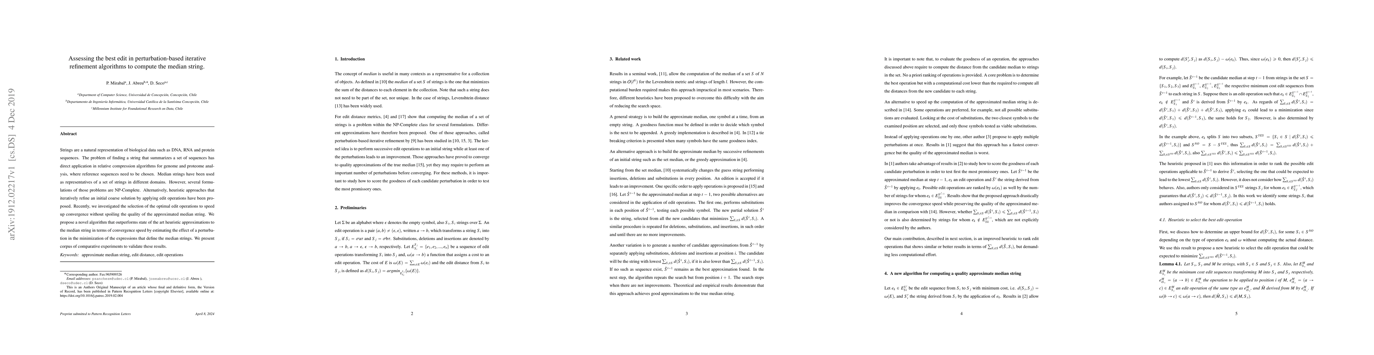 Thumbnail for Assessing the best edit in perturbation-based iterative refinement
  algorithms to compute the median string