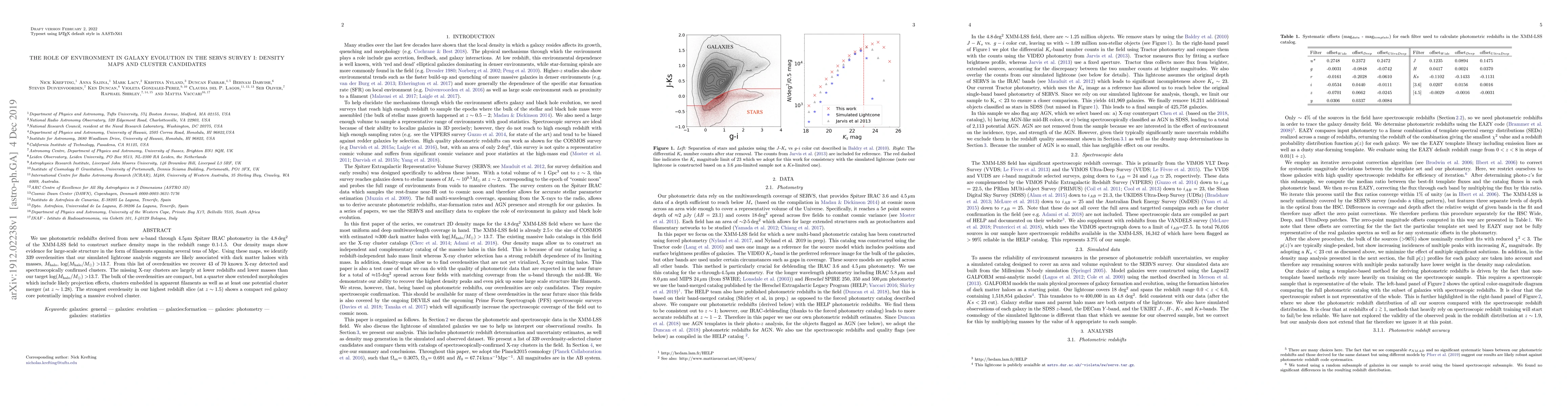 Thumbnail for The role of environment in galaxy evolution in the SERVS Survey I:
  density maps and cluster candidates