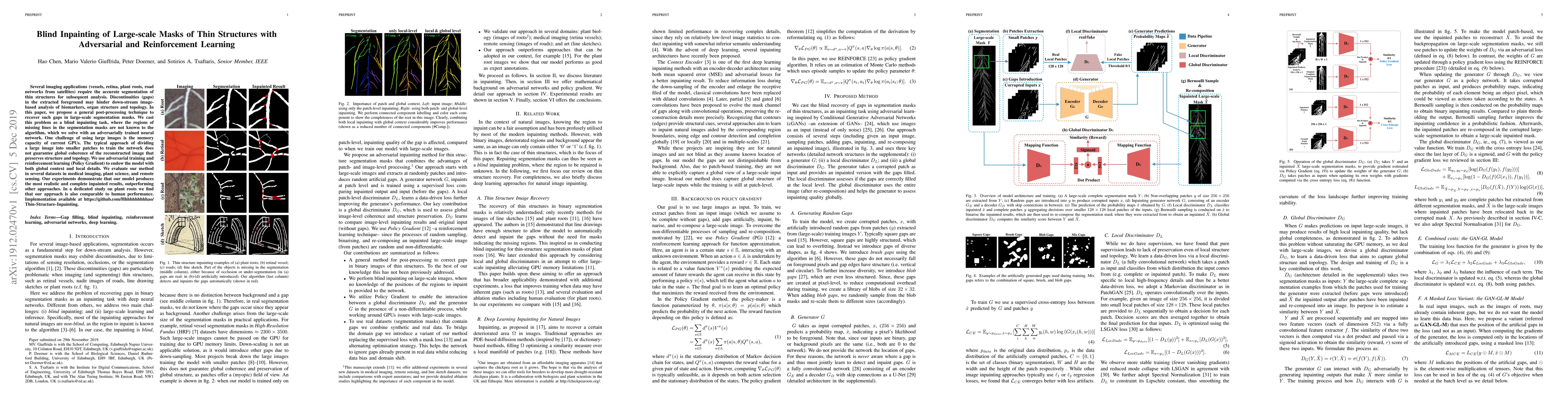 Thumbnail for Blind Inpainting of Large-scale Masks of Thin Structures with
  Adversarial and Reinforcement Learning