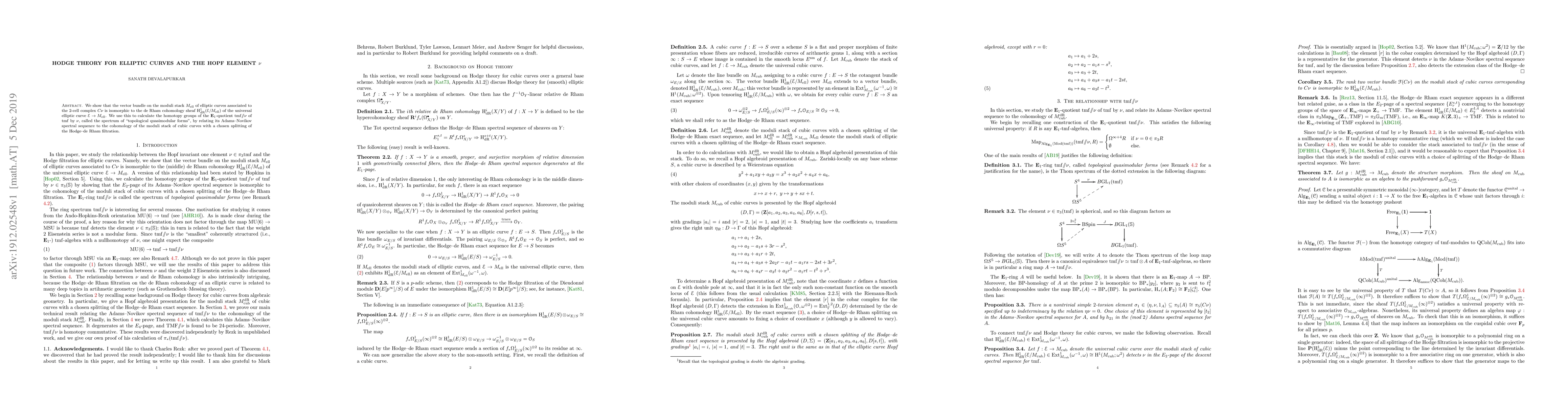 Thumbnail for Hodge theory for elliptic curves and the Hopf element $\nu$