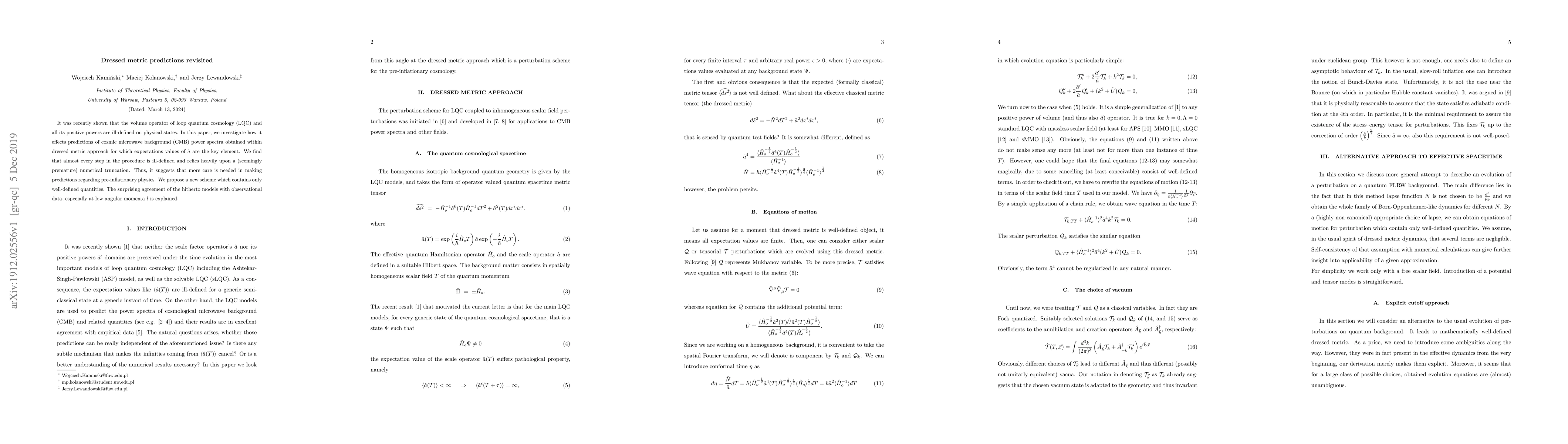 Thumbnail for Dressed metric predictions revisited
