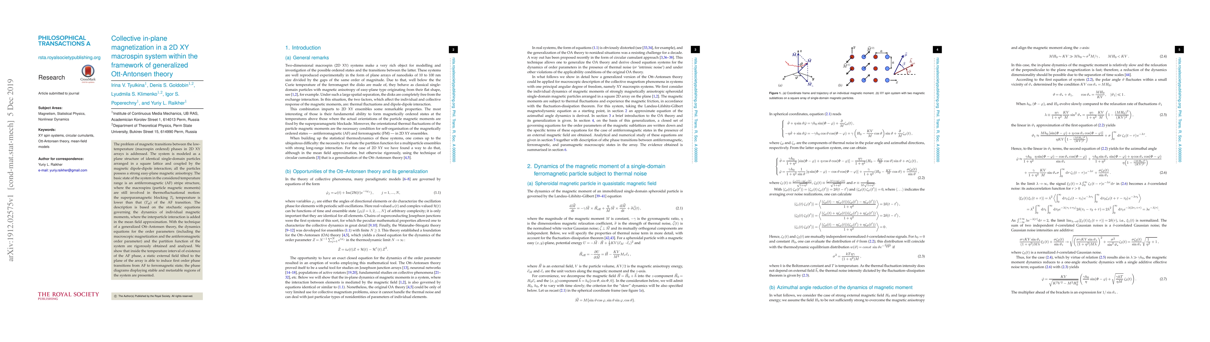 Thumbnail for Collective in-plane magnetization in a 2D XY macrospin system within the
  framework of generalized Ott-Antonsen theory