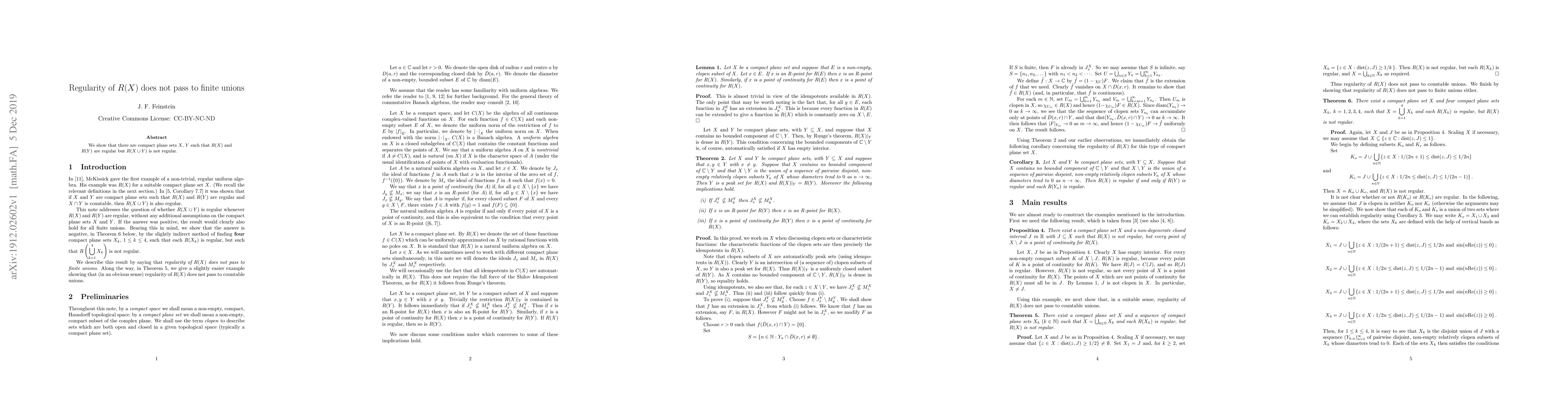 Thumbnail for Regularity of $R(X)$ does not pass to finite unions