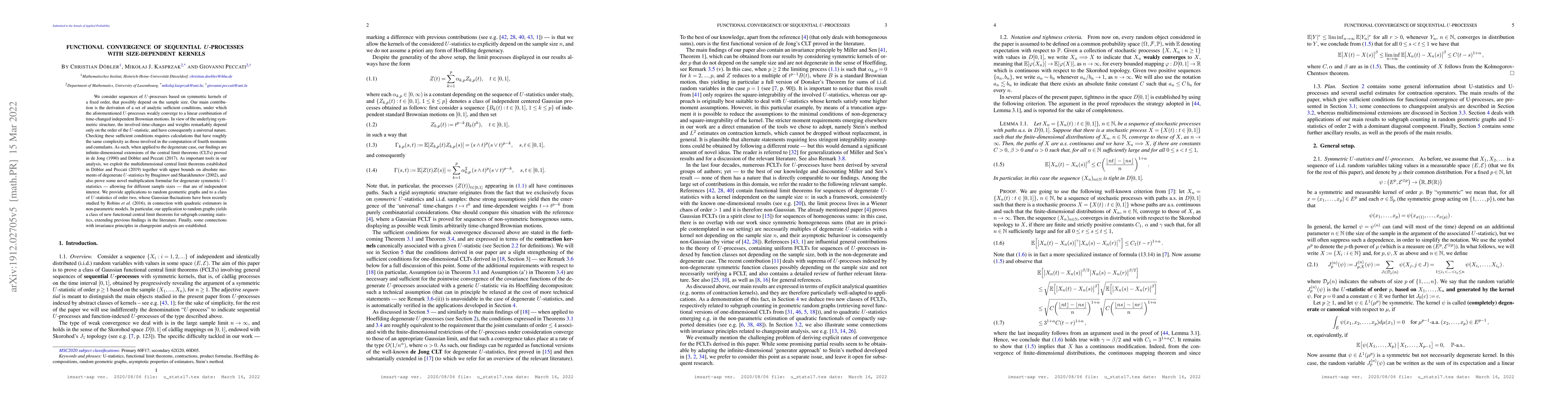Thumbnail for Functional Convergence of Sequential U-processes with Size-Dependent
  Kernels