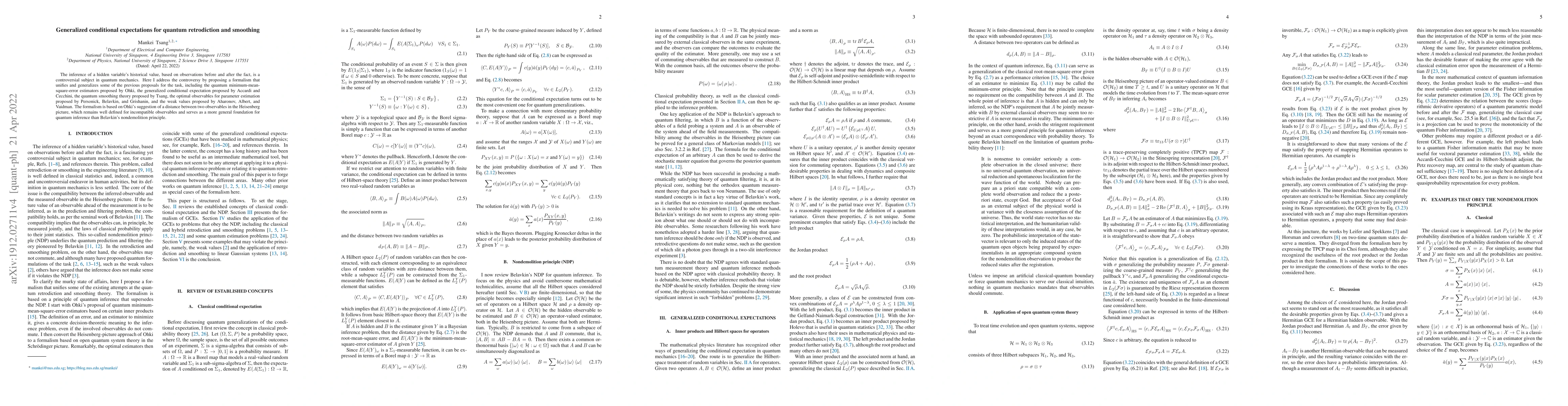 Thumbnail for Generalized conditional expectations for quantum retrodiction and
  smoothing