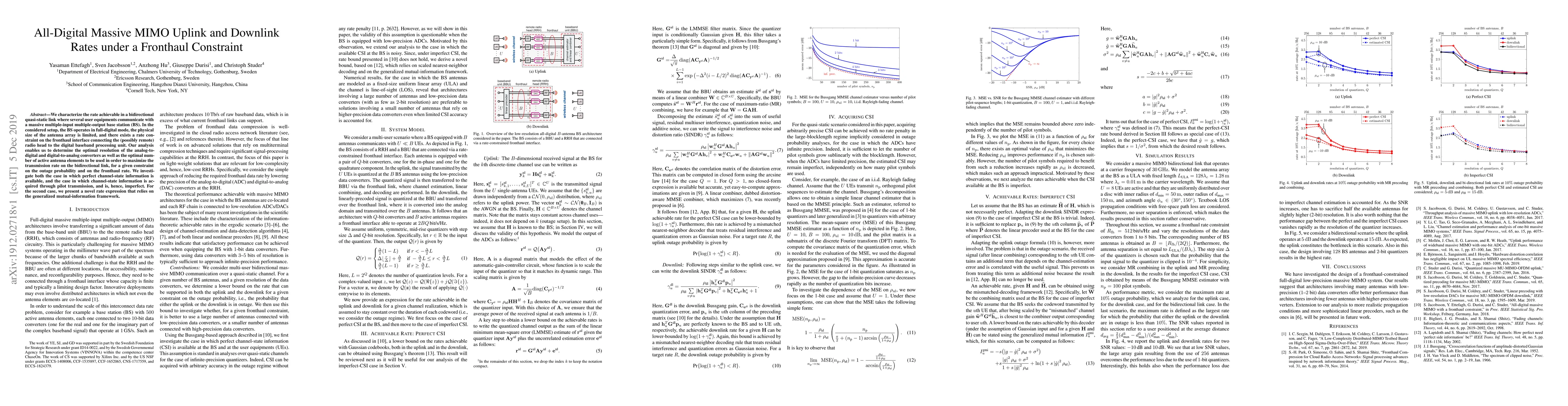 Thumbnail for All-Digital Massive MIMO Uplink and Downlink Rates under a Fronthaul
  Constraint