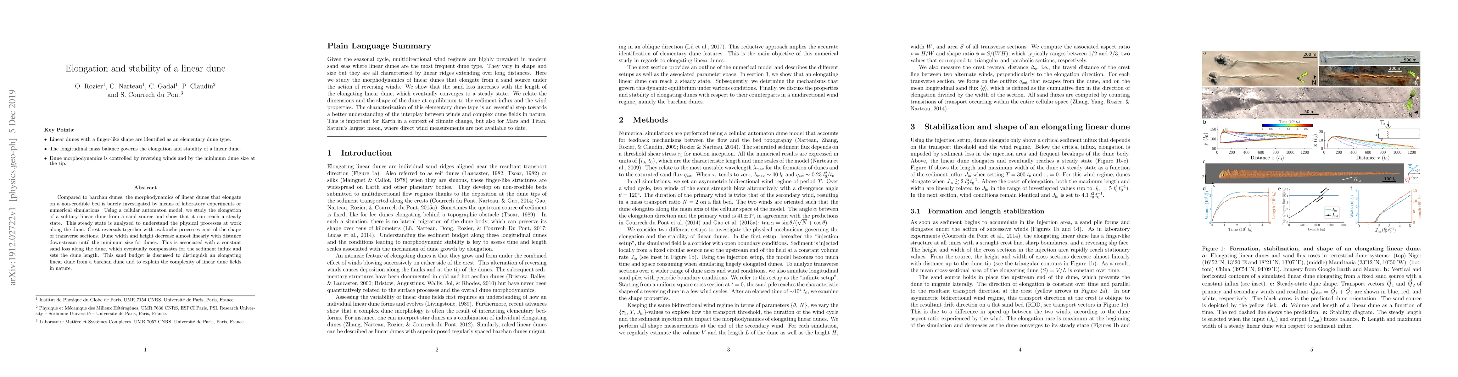 Thumbnail for Elongation and stability of a linear dune