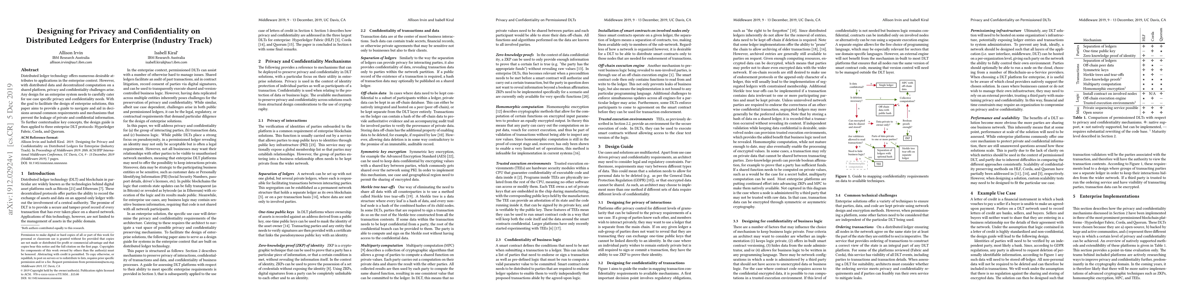 Thumbnail for Designing for Privacy and Confidentiality on Distributed Ledgers for
  Enterprise (Industry Track)