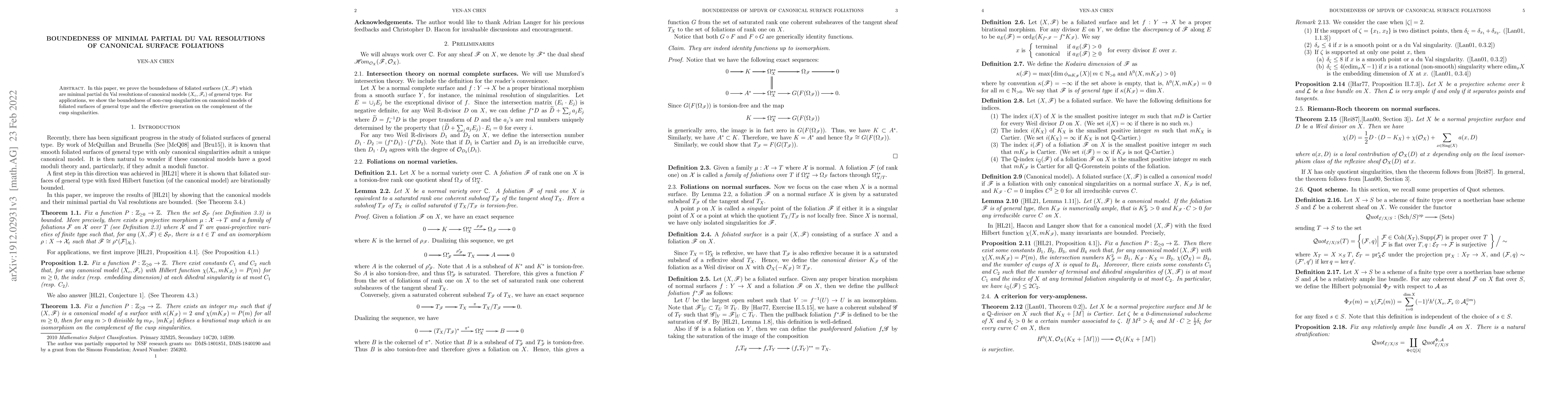 Thumbnail for Boundedness of minimal partial du Val resolutions of canonical surface
  foliations