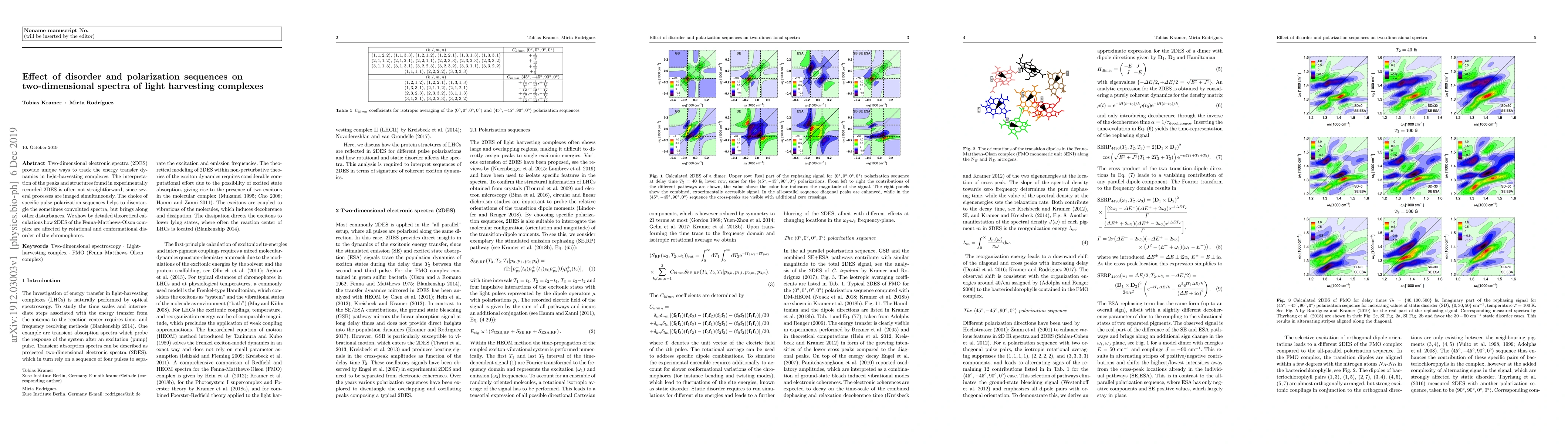 Thumbnail for Effect of disorder and polarization sequences on two-dimensional spectra
  of light harvesting complexes