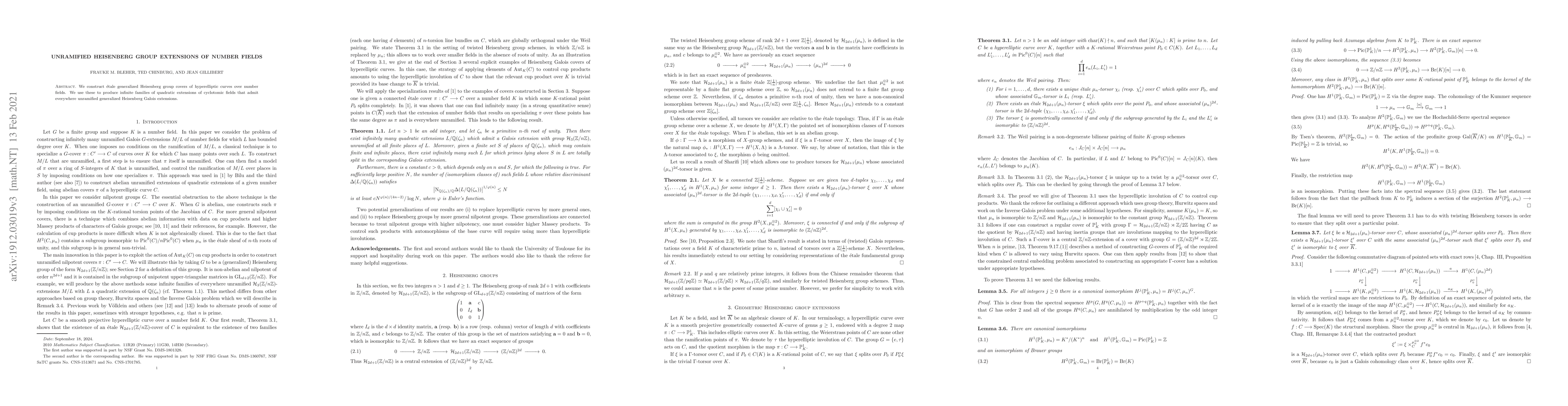 Thumbnail for Unramified Heisenberg group extensions of number fields