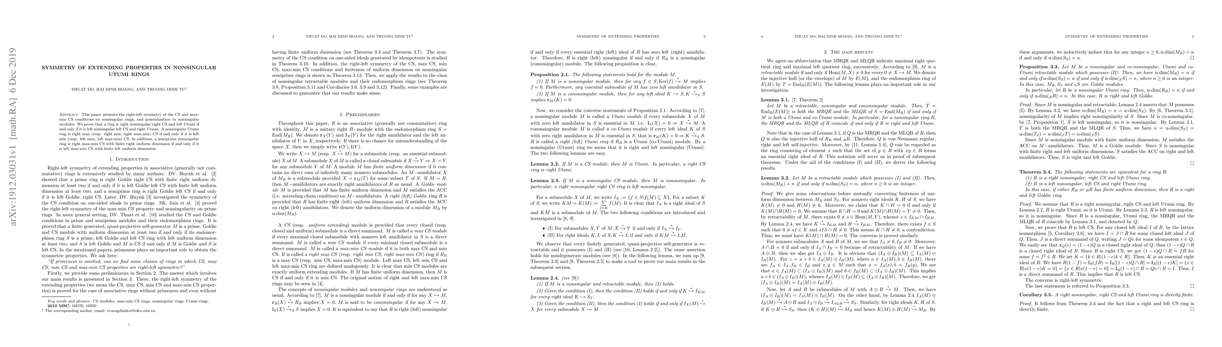 Thumbnail for Symmetry of extending properties in nonsingular Utumi rings