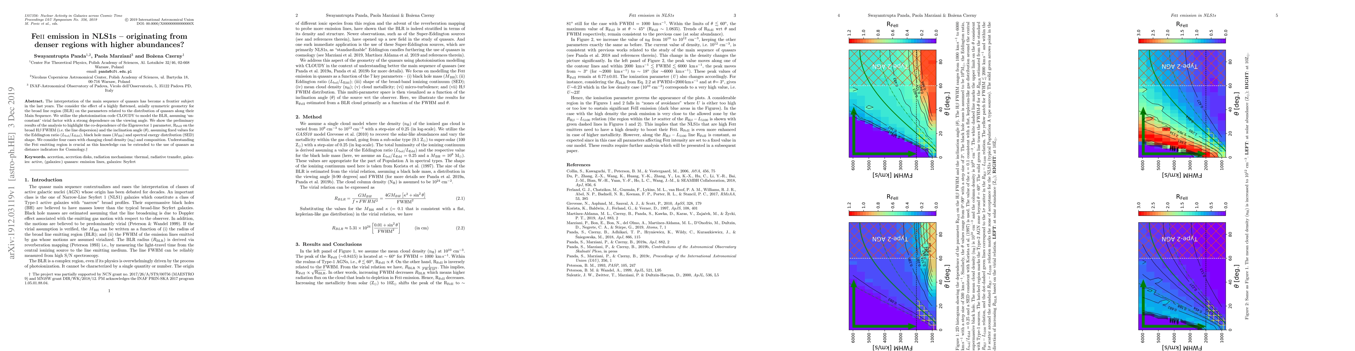 Thumbnail for FeII emission in NLS1s -- originating from denser regions with higher
  abundances?