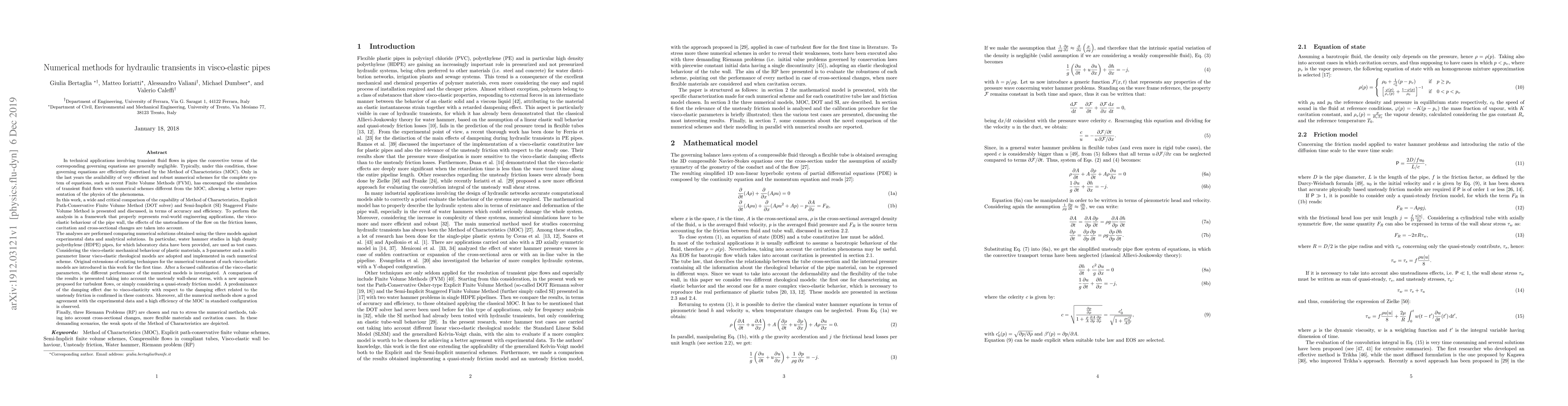 Thumbnail for Numerical methods for hydraulic transients in visco-elastic pipes