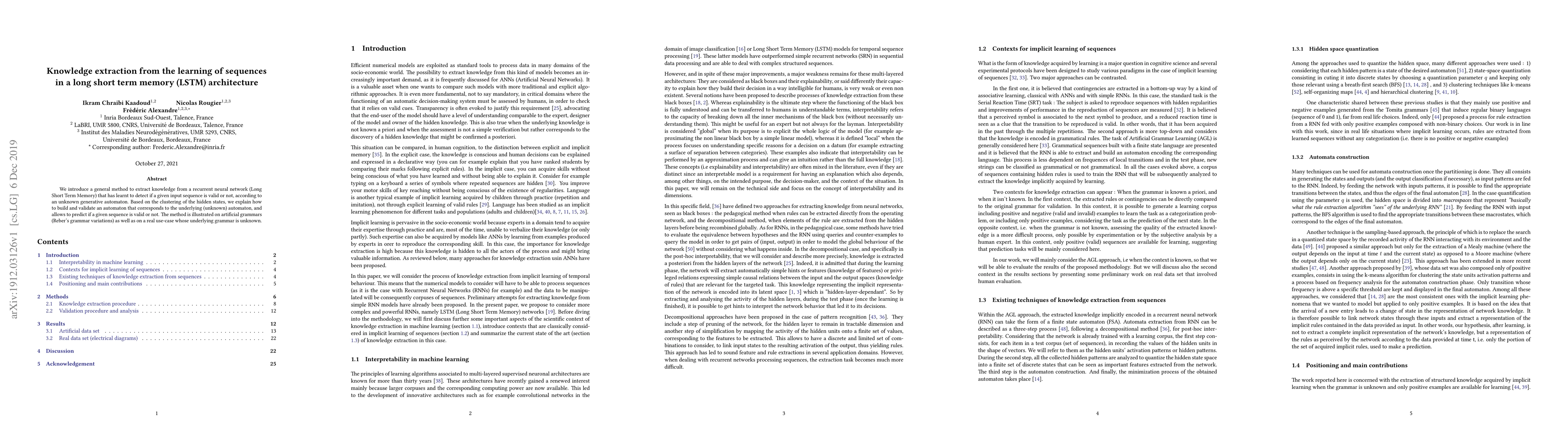 Thumbnail for Knowledge extraction from the learning of sequences in a long short term
  memory (LSTM) architecture