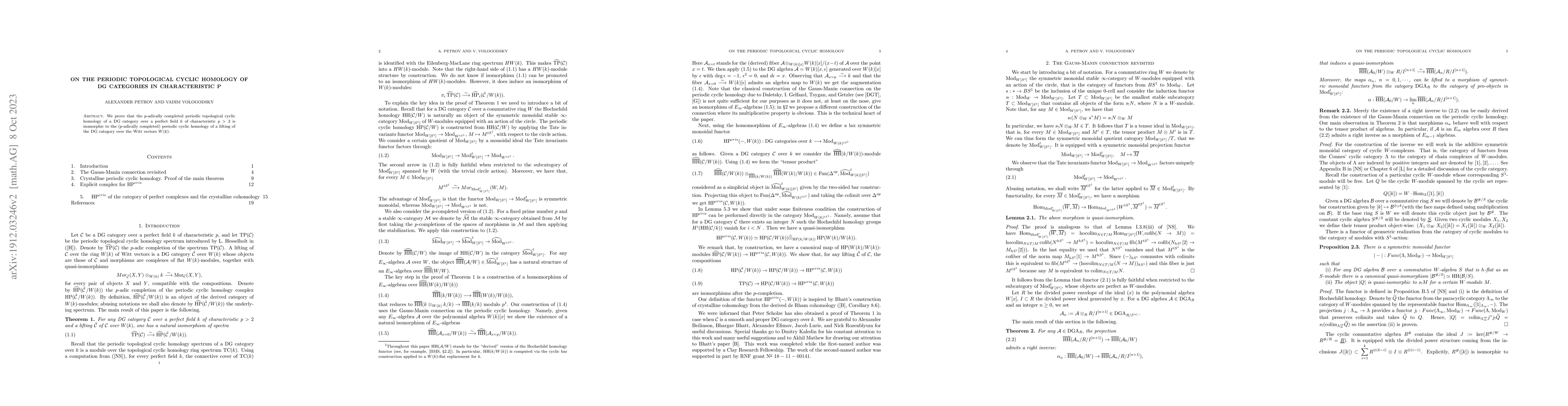 Thumbnail for On the periodic topological cyclic homology of DG categories in
  characteristic p