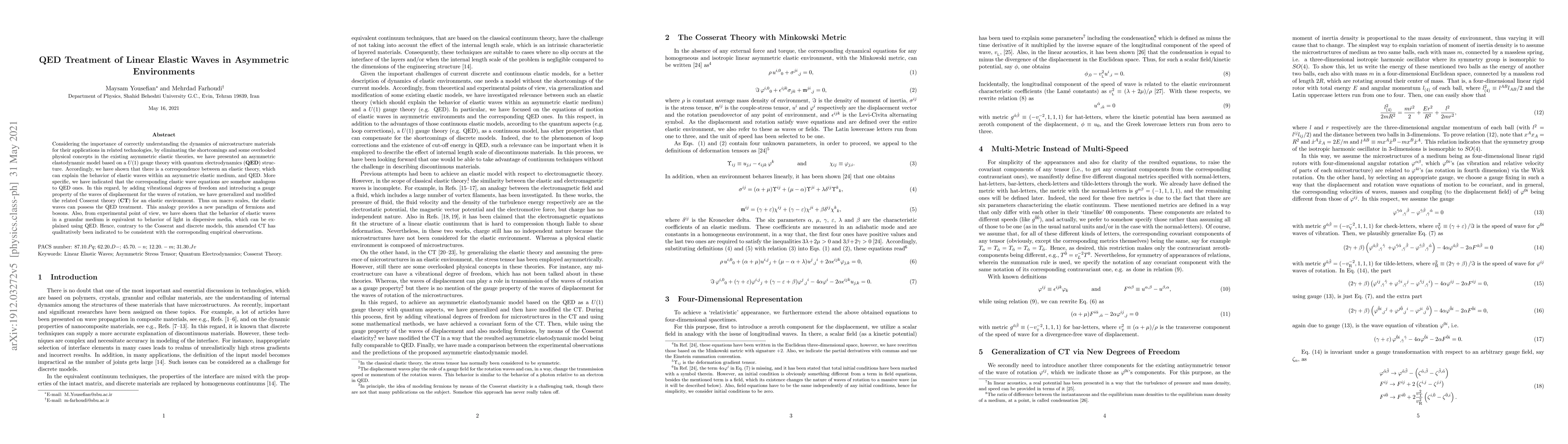 Thumbnail for QED Treatment of Linear Elastic Waves in Asymmetric Environments
