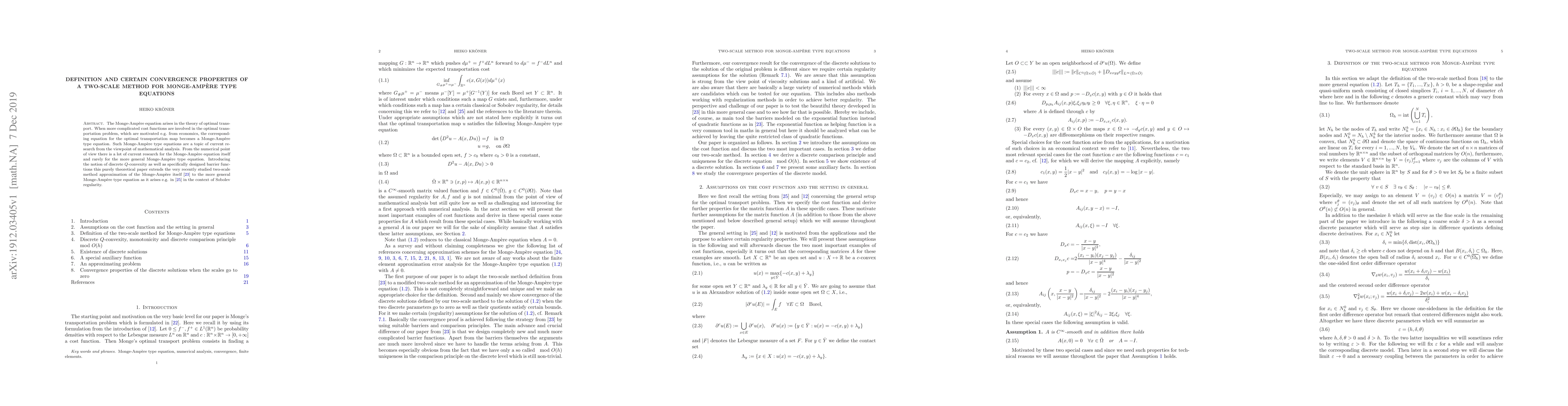 Thumbnail for Definition and certain convergence properties of a two-scale method for
  Monge-Amp\`ere type equations