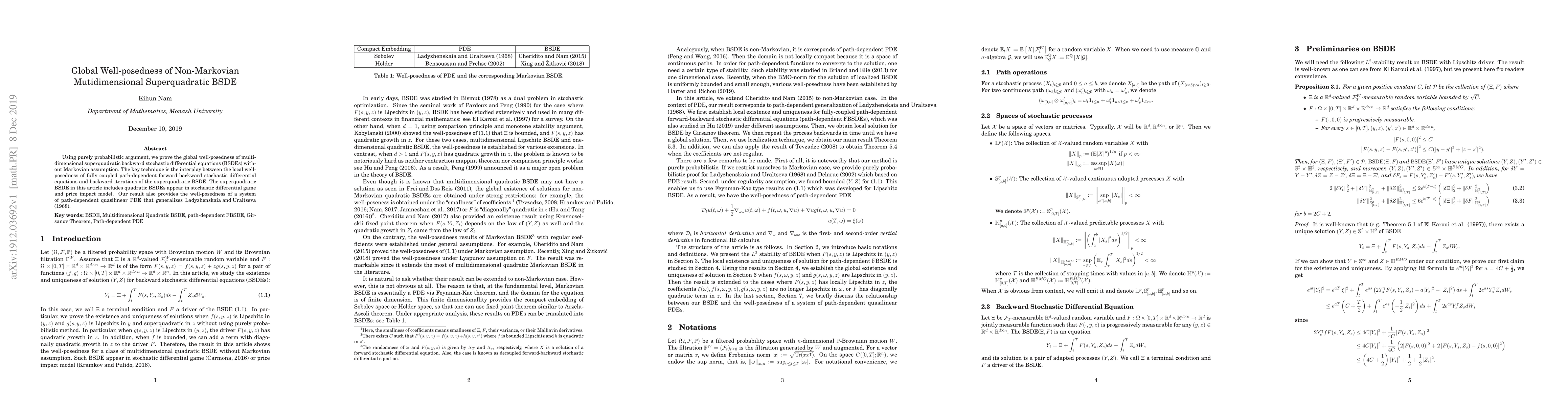 Thumbnail for Global Well-posedness of Non-Markovian Multidimensional Superquadratic
  BSDE