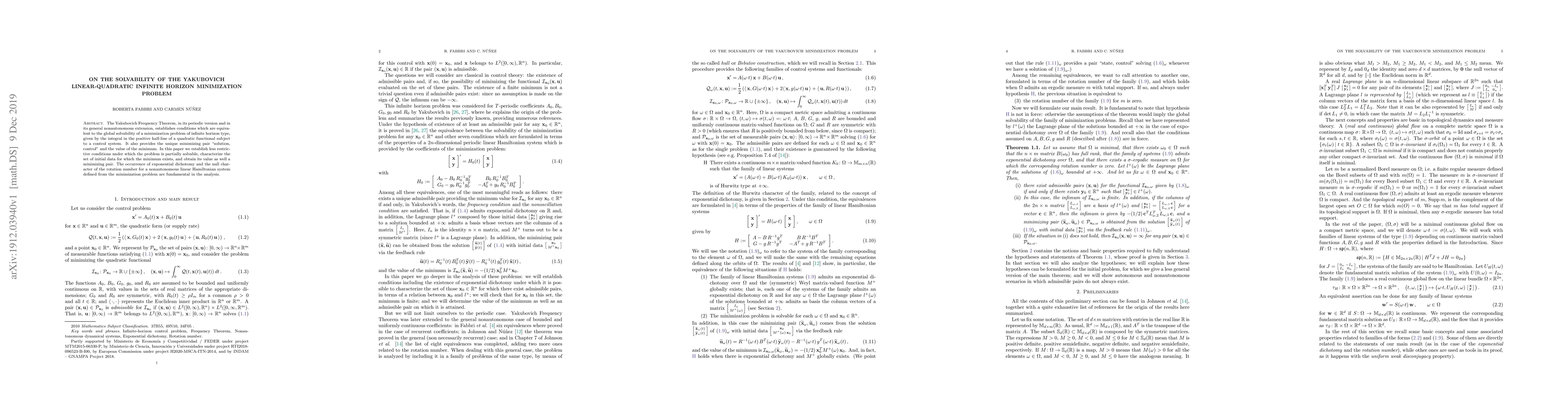 Thumbnail for On the solvability of the Yakubovich linear-quadratic infinite horizon
  minimization problem