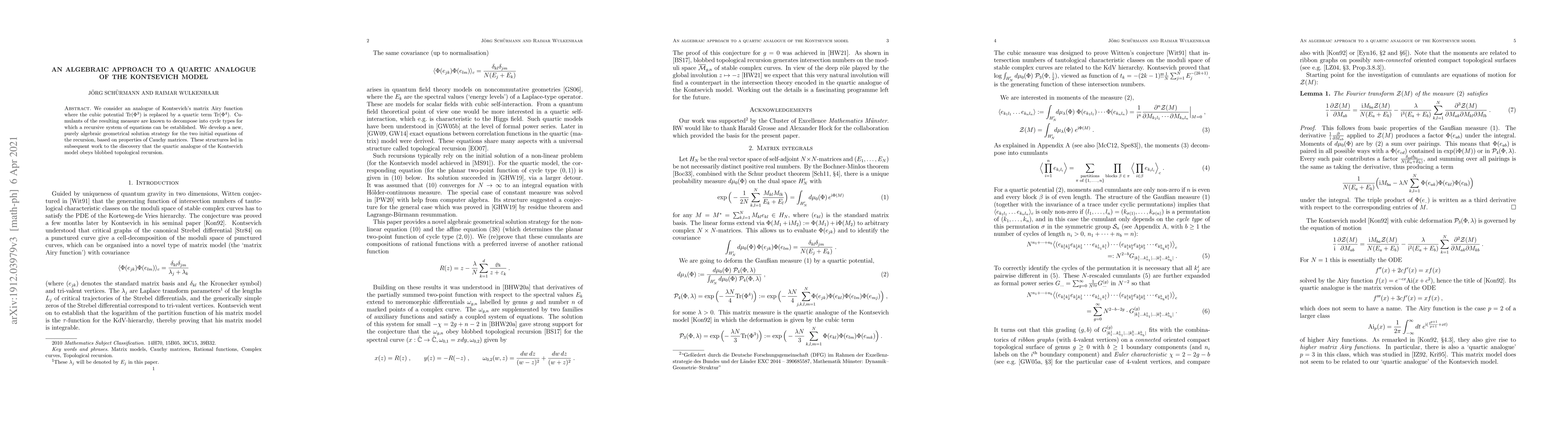 Thumbnail for An algebraic approach to a quartic analogue of the Kontsevich model