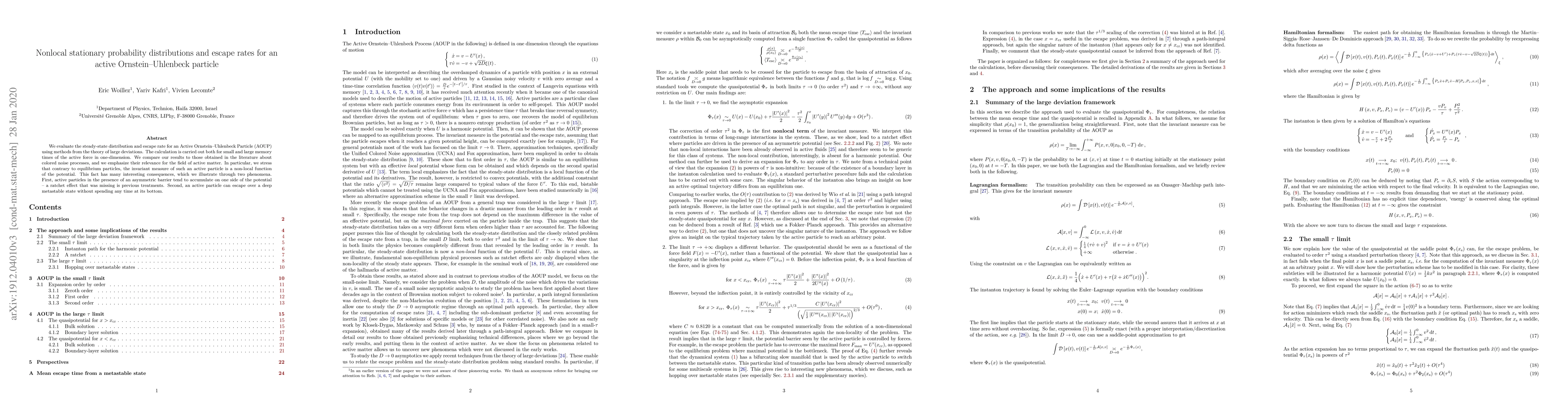 Thumbnail for Nonlocal stationary probability distributions and escape rates for an
  active Ornstein-Uhlenbeck particle