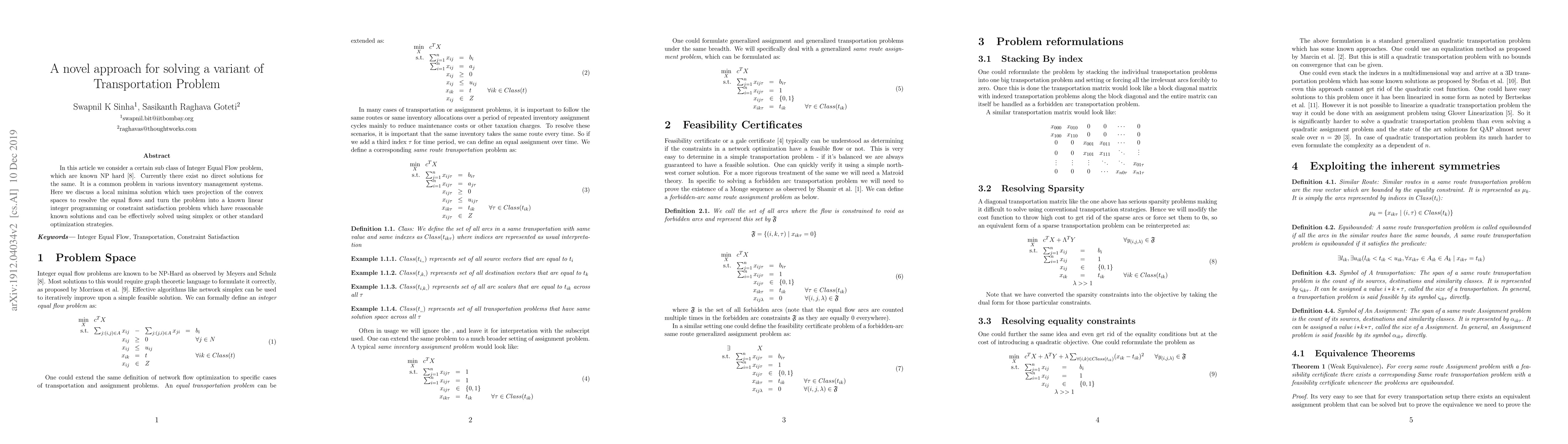 Thumbnail for Novel Approach for Solving a Variant of Equal Flow Problem