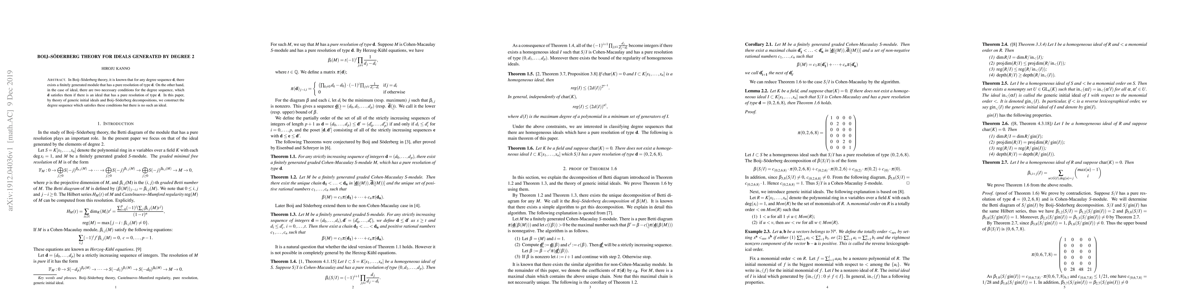 Thumbnail for Boij-Soderberg theory for ideals generated by degree 2