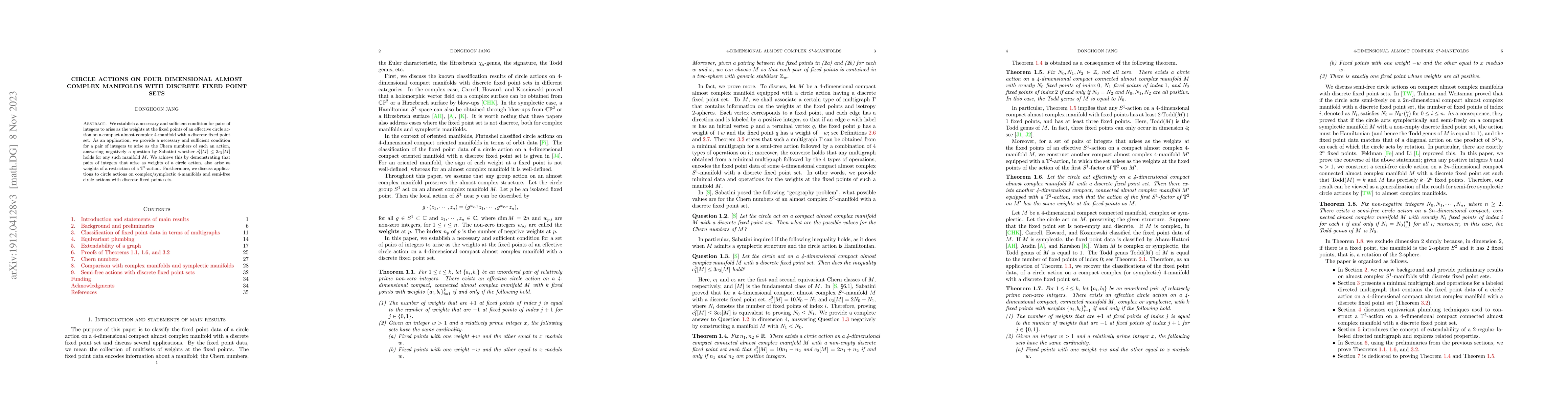 Thumbnail for Circle actions on four dimensional almost complex manifolds with
  discrete fixed point sets