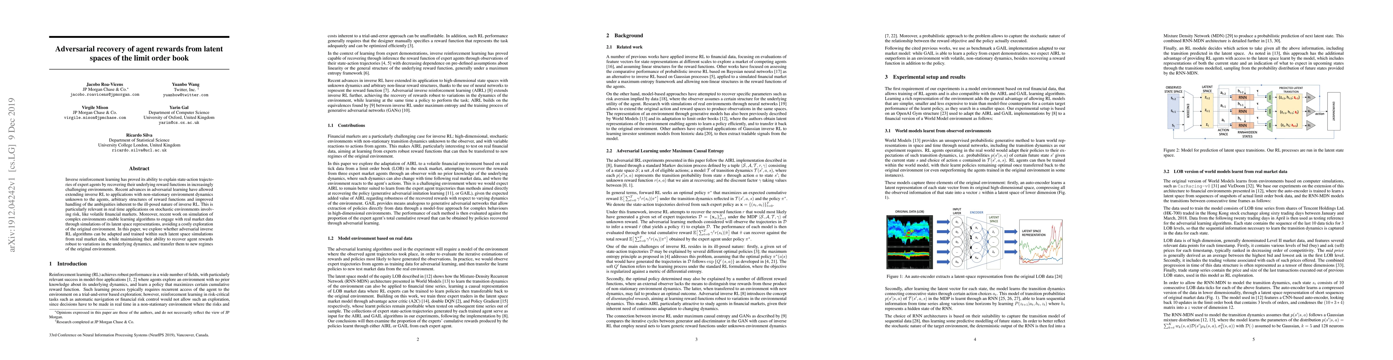Thumbnail for Adversarial recovery of agent rewards from latent spaces of the limit
  order book