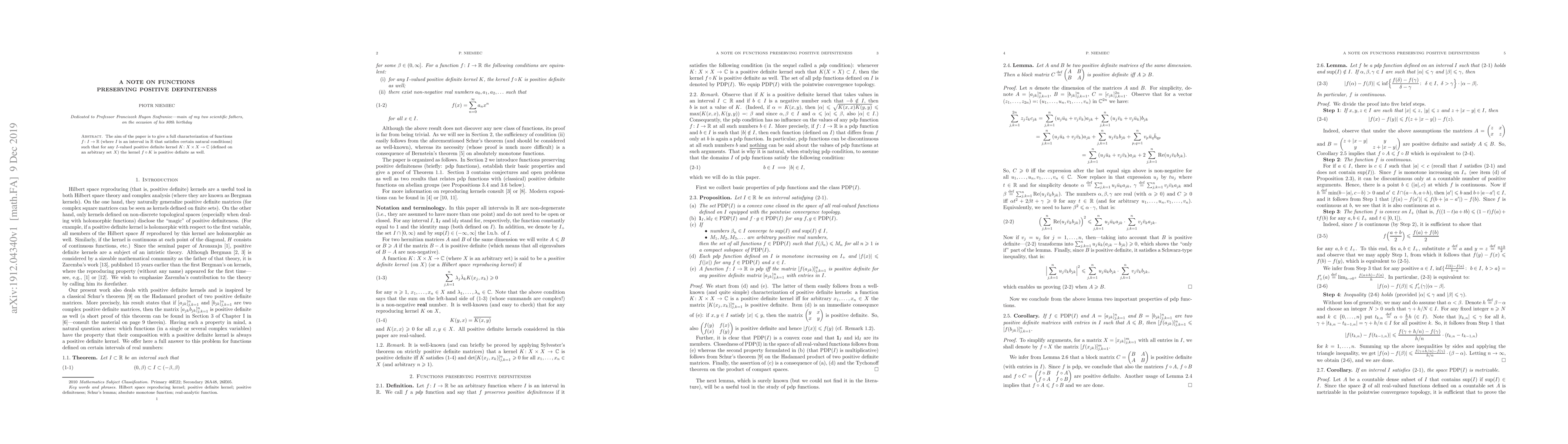 Thumbnail for A note on functions preserving positive definiteness