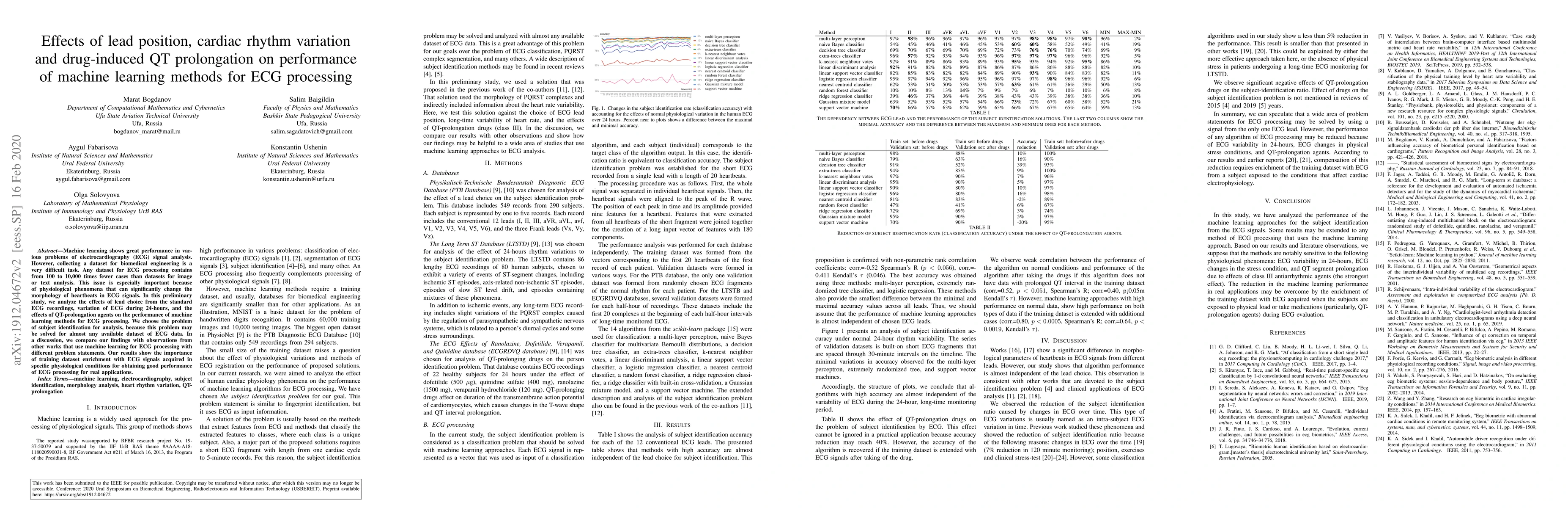 Thumbnail for Effects of lead position, cardiac rhythm variation and drug-induced QT
  prolongation on performance of machine learning methods for ECG processing