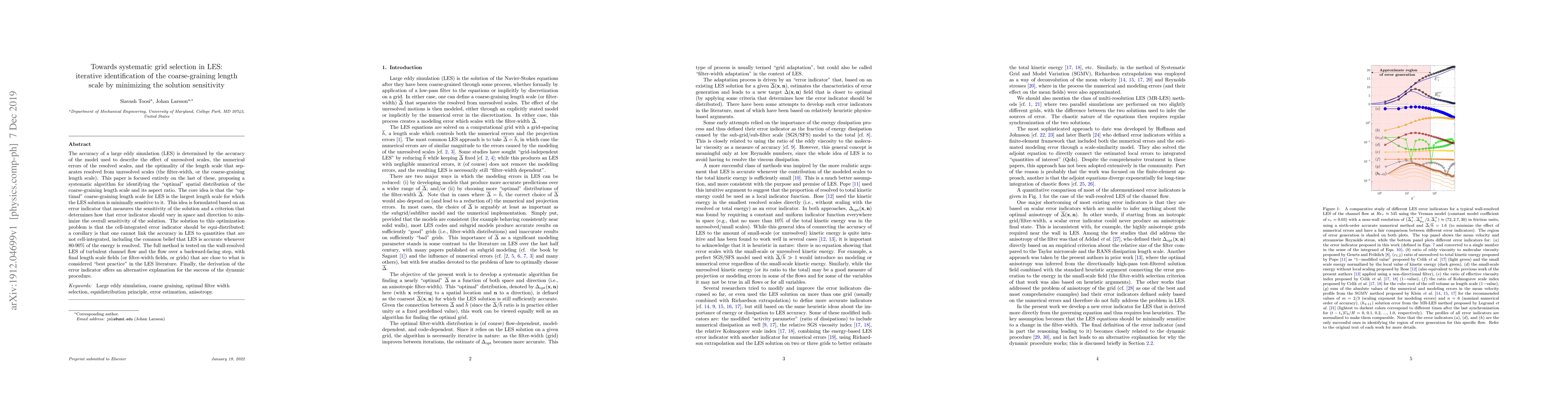 Thumbnail for Towards systematic grid selection in LES: iterative identification of
  the coarse-graining length scale by minimizing the solution sensitivity