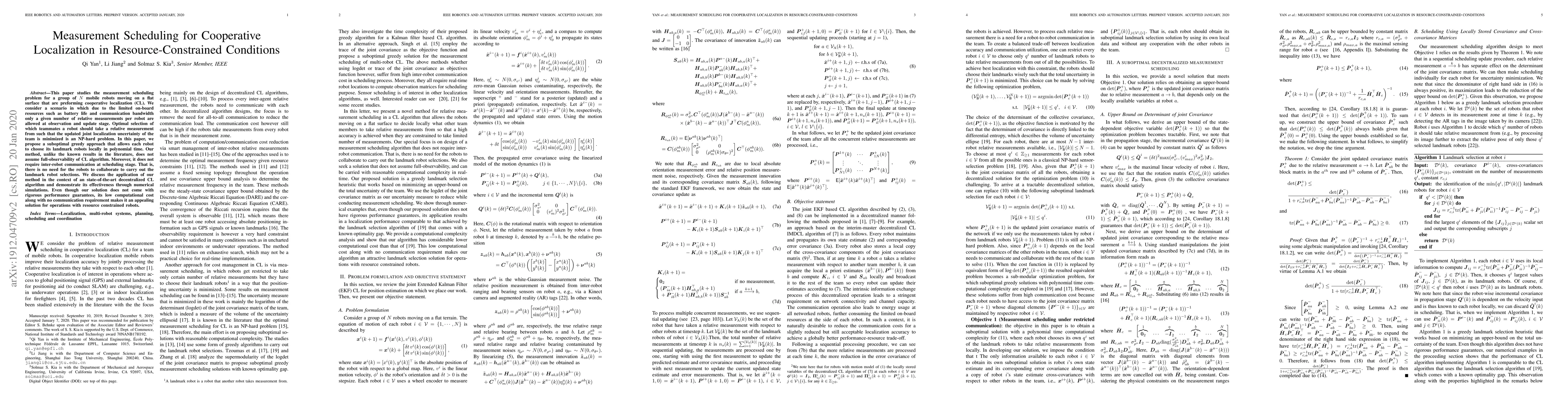 Thumbnail for Measurement Scheduling for Cooperative Localization in
  Resource-Constrained Conditions