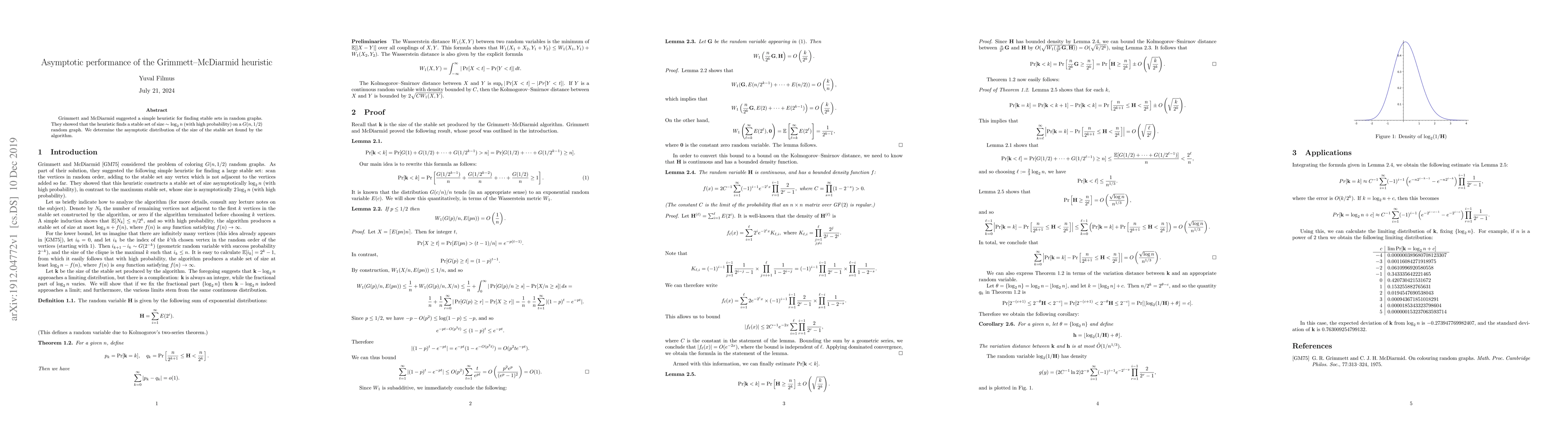 Thumbnail for Asymptotic performance of the Grimmett-McDiarmid heuristic