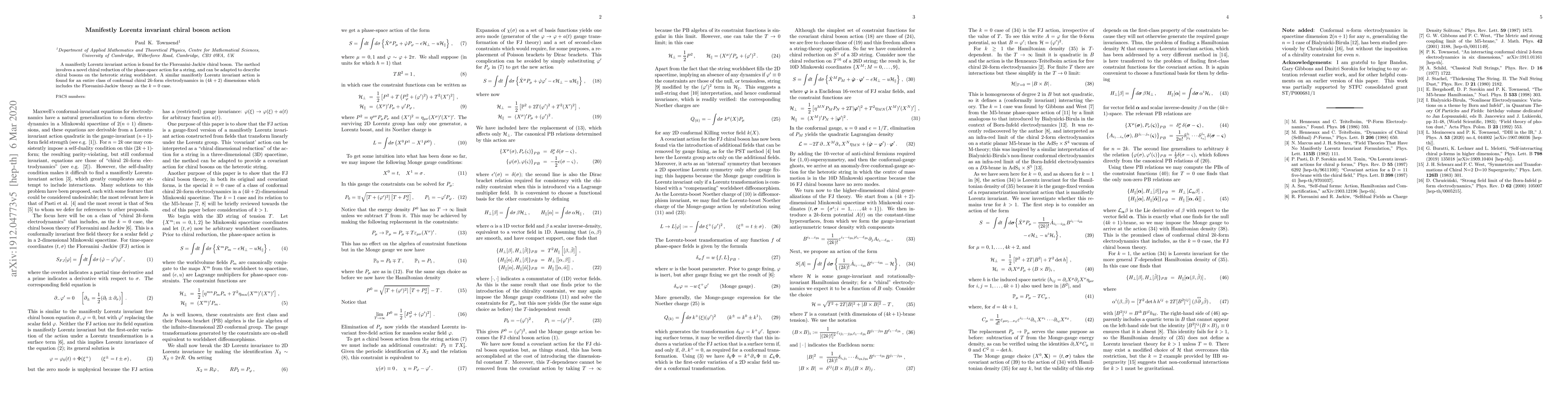Thumbnail for Manifestly Lorentz invariant chiral boson action