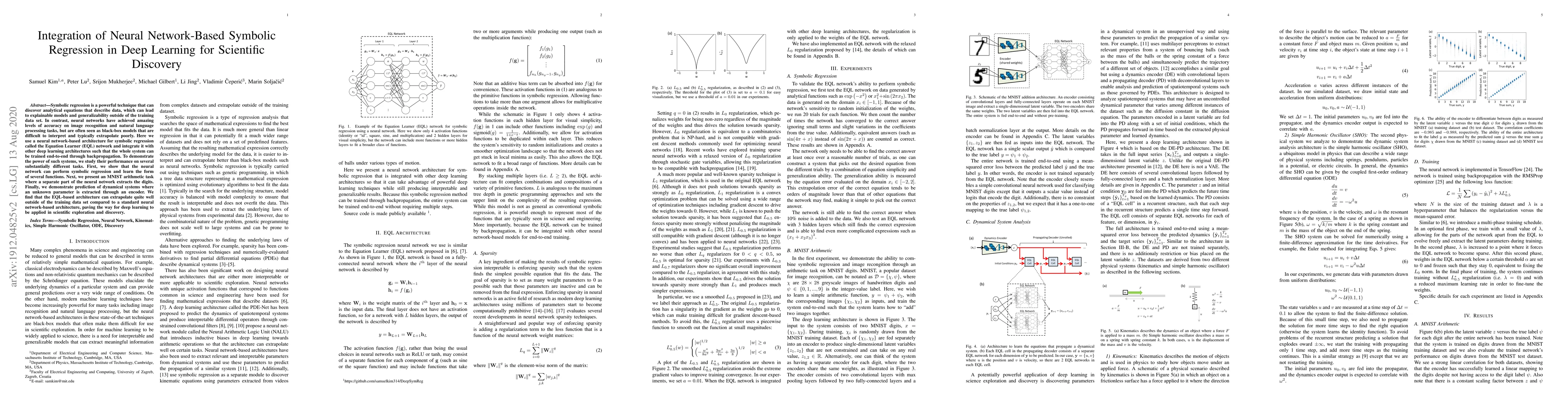 Thumbnail for Integration of Neural Network-Based Symbolic Regression in Deep Learning
  for Scientific Discovery