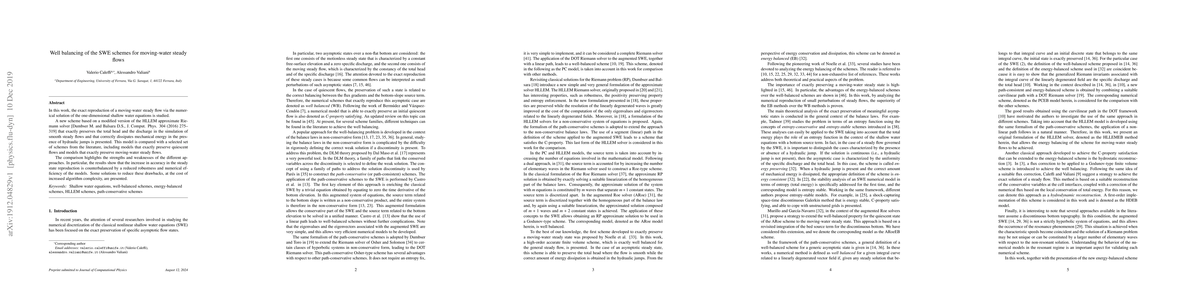 Thumbnail for Well balancing of the SWE schemes for moving-water steady flows