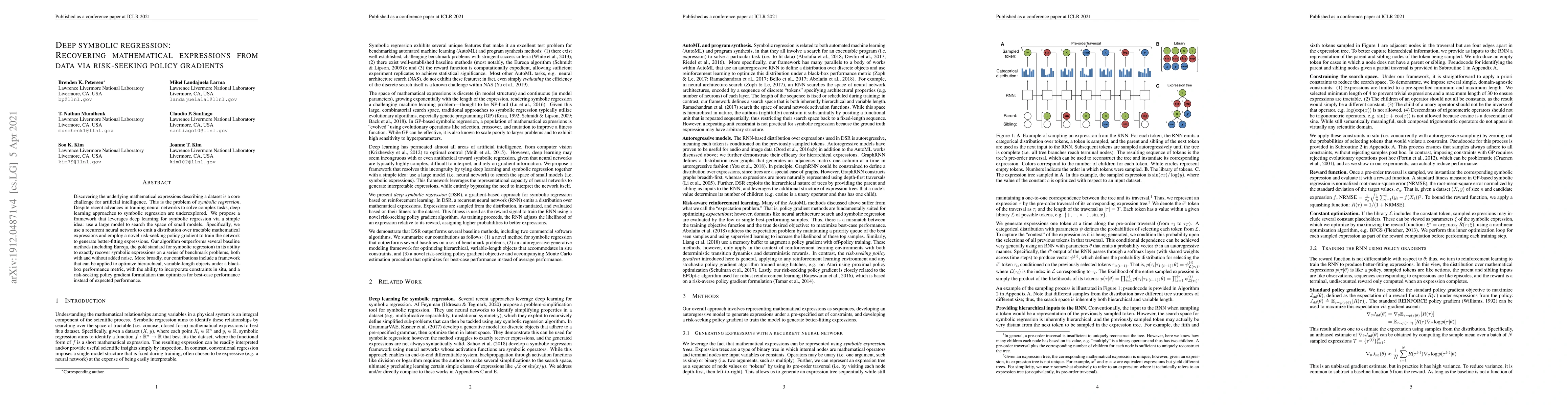 Thumbnail for Deep symbolic regression: Recovering mathematical expressions from data
  via risk-seeking policy gradients