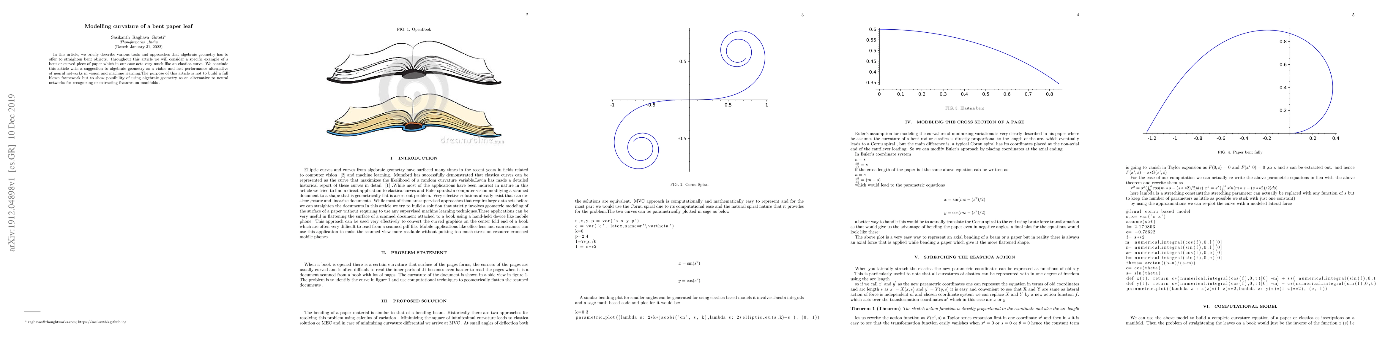 Thumbnail for Modelling curvature of a bent paper leaf