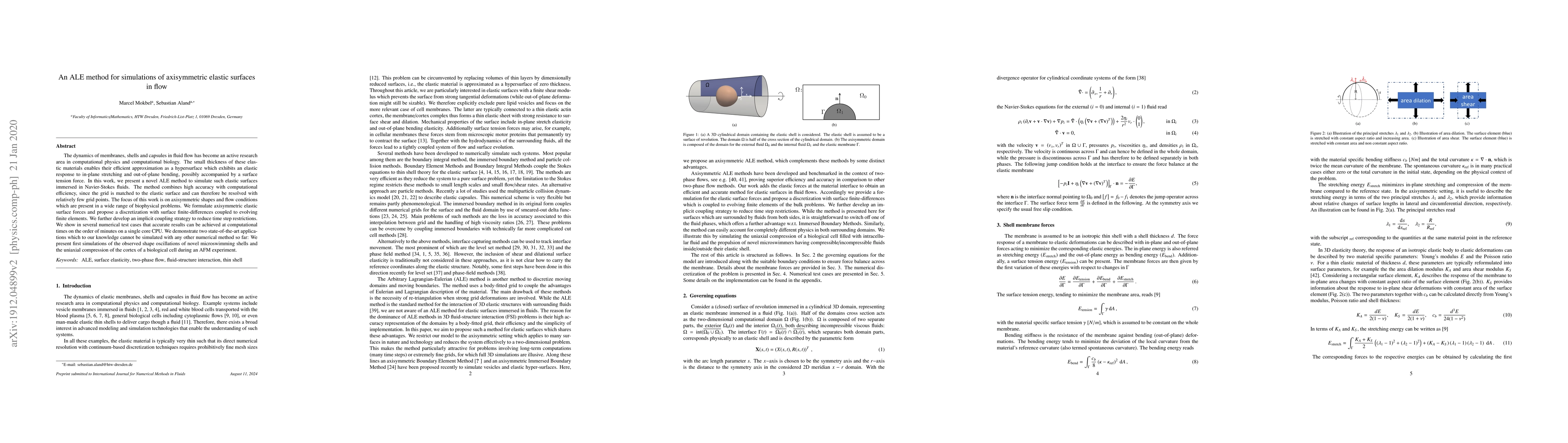 Thumbnail for An ALE method for simulations of axisymmetric elastic surfaces in flow