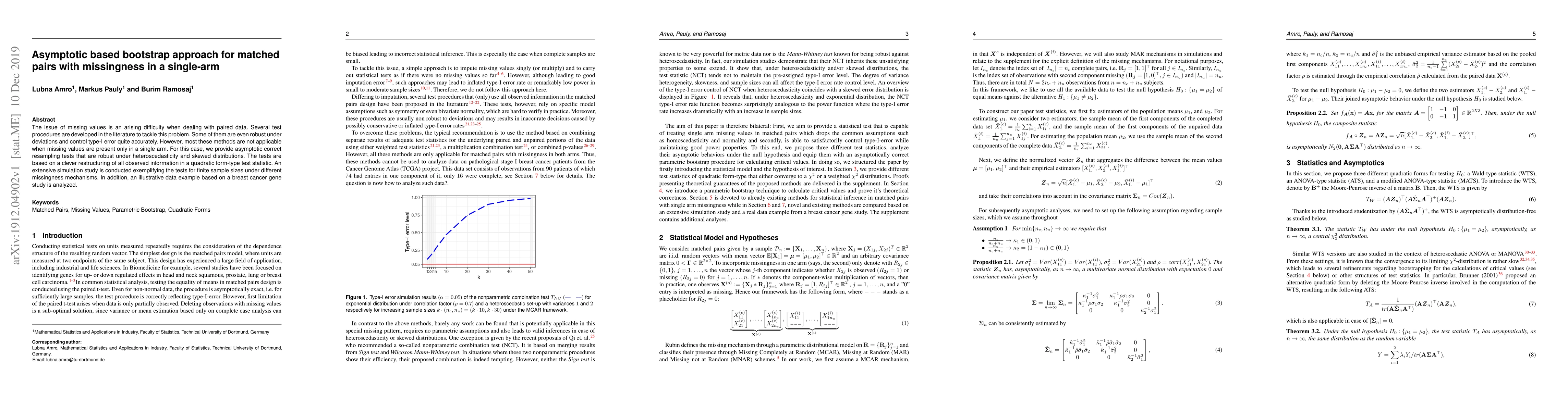 Thumbnail for Asymptotic based bootstrap approach for matched pairs with missingness
  in a single-arm