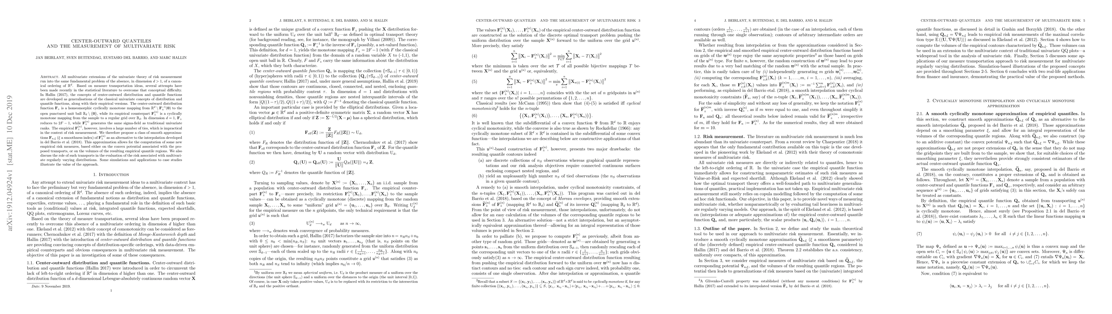 Thumbnail for Center-outward quantiles and the measurement of multivariate risk