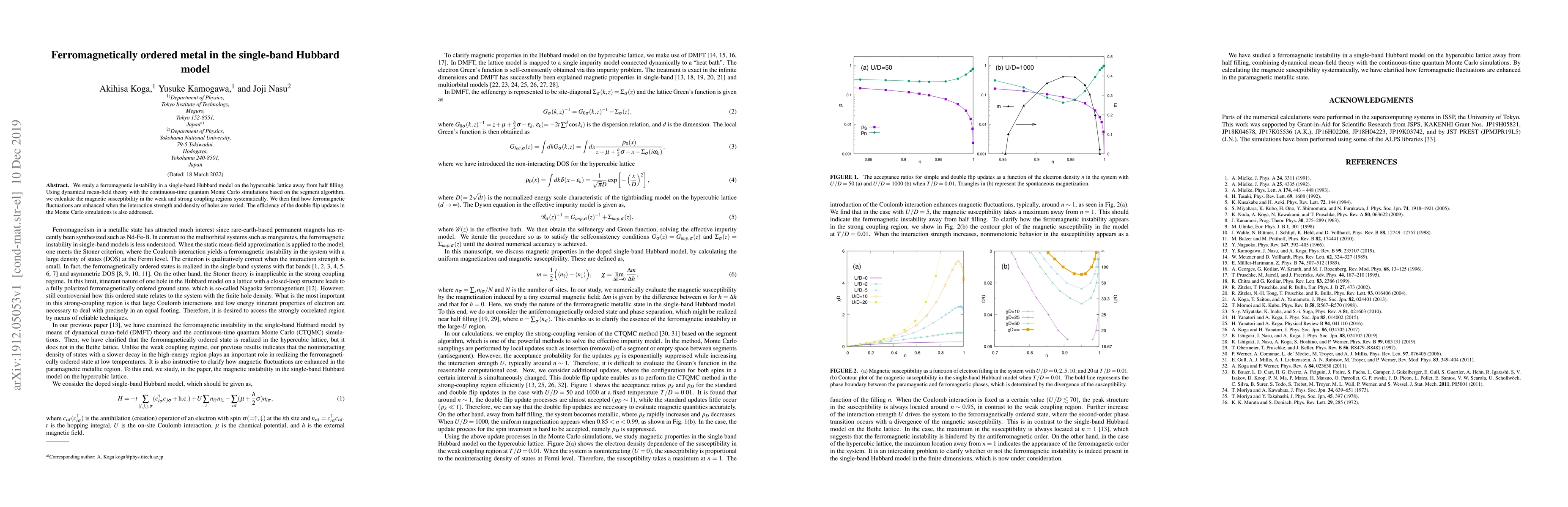 Thumbnail for Ferromagnetically ordered metal in the single-band Hubbard model