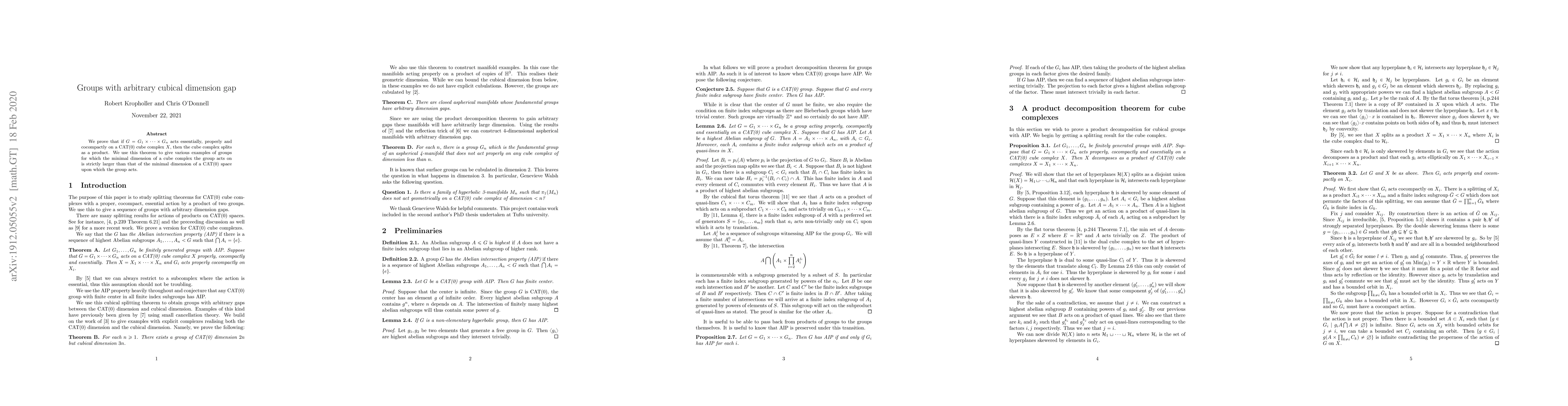 Thumbnail for Groups with arbitrary cubical dimension gap
